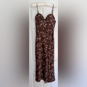 Hello Molly Brown and Cream Cut-out Midi Dress